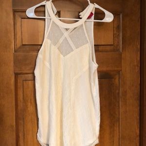 Cream lace overlay tank top